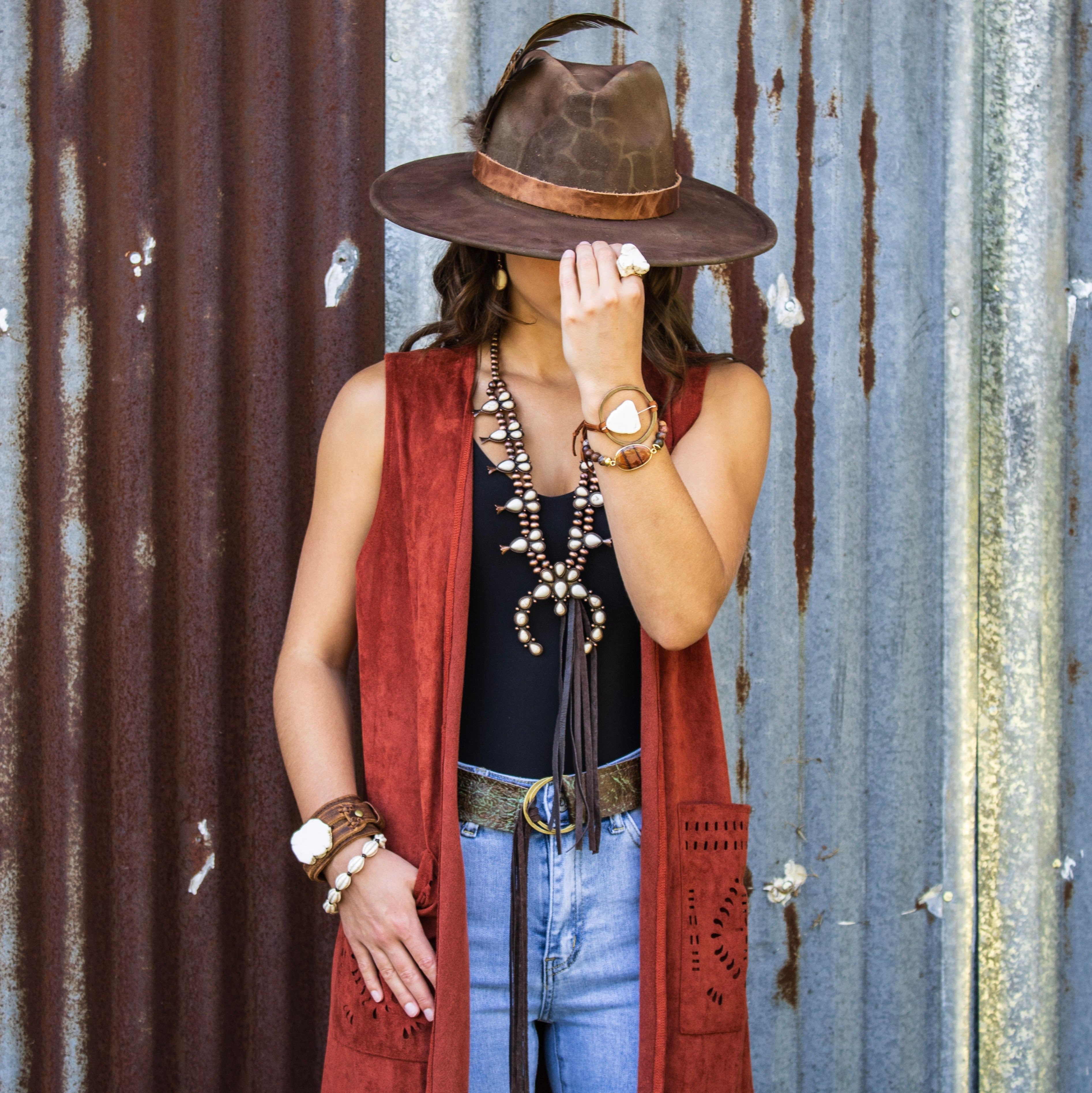 White Turquoise Bracelet w/ Adjustable Ties (010h)