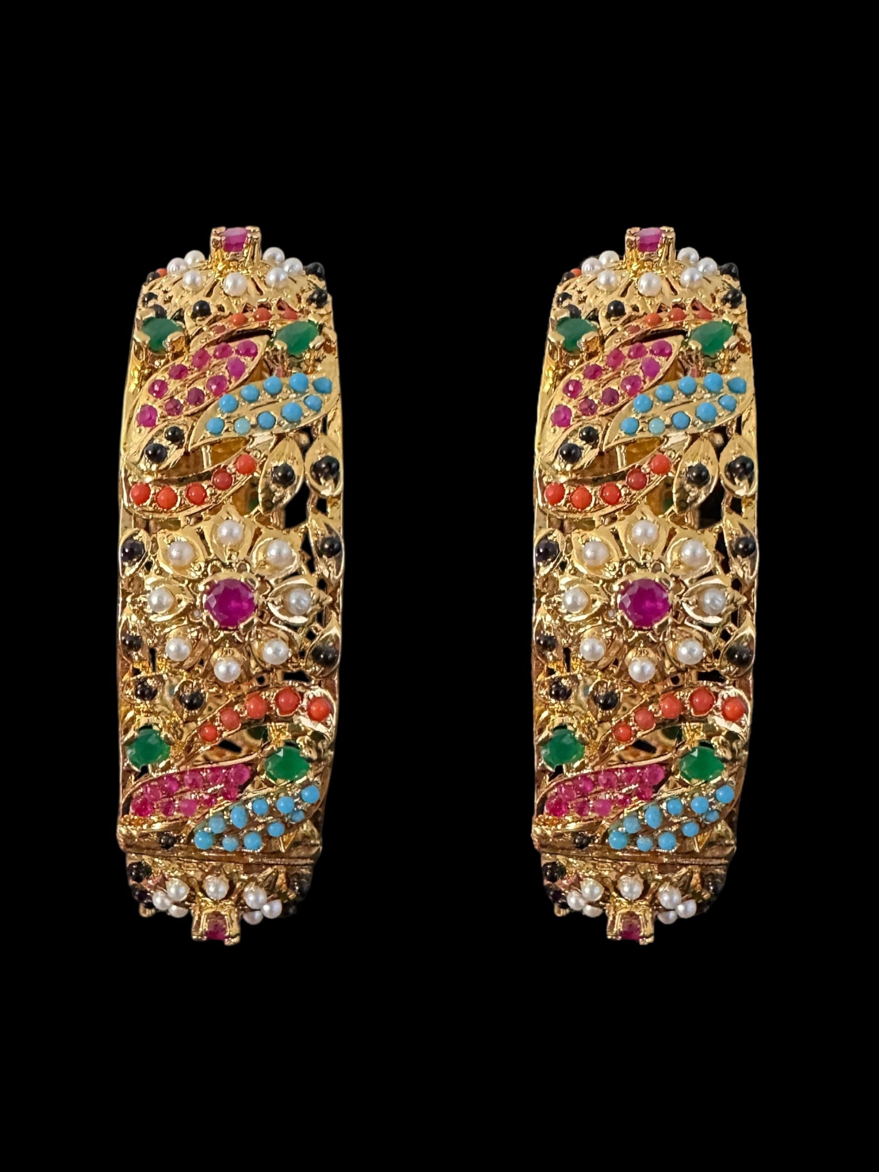 B811 Avisha Jadau bangles in Navratan ( READY TO SHIP )