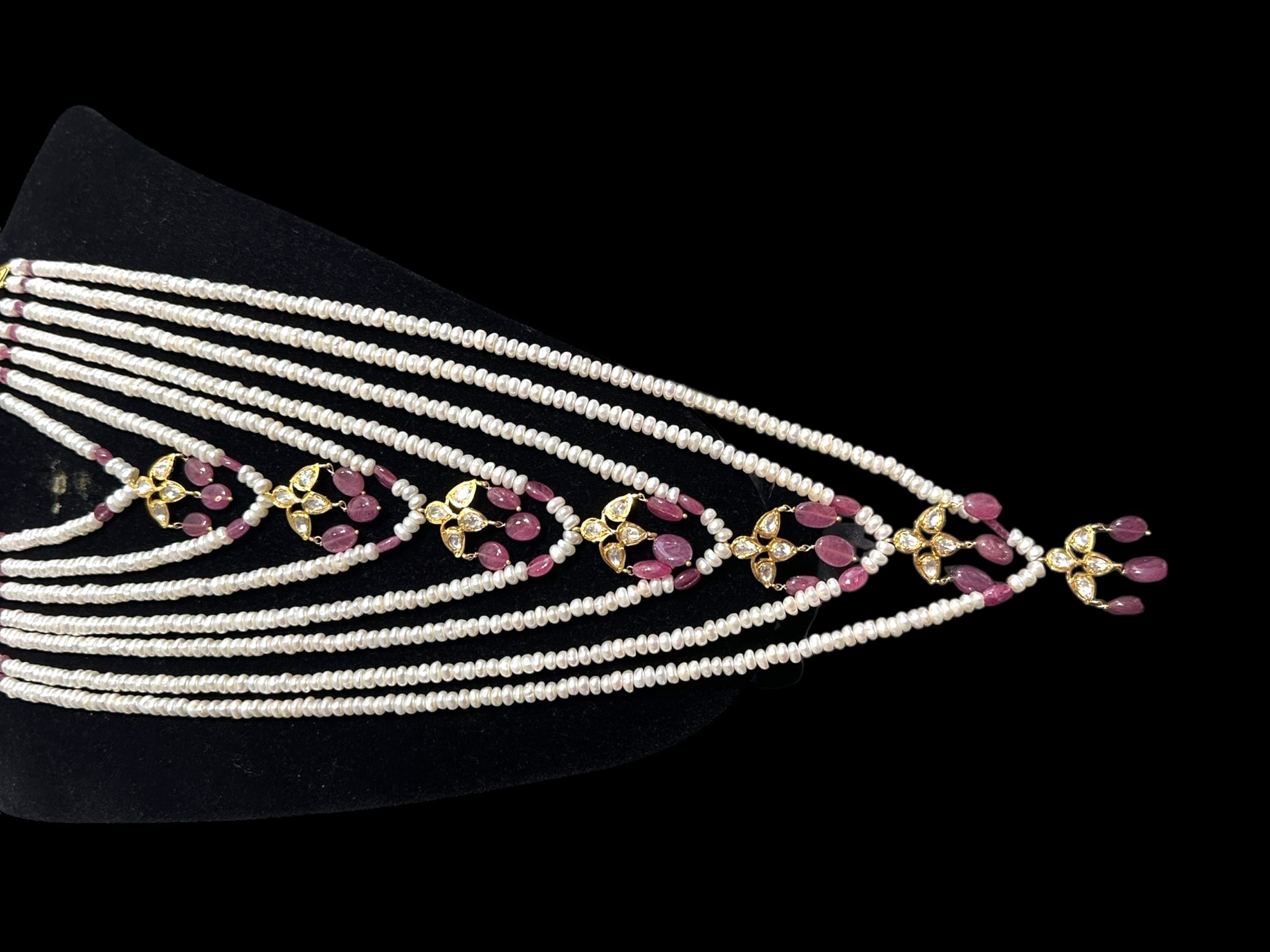 BR310 Bridal jadavi lacha , satlada  in moissanite and emeralds ( SHIPS IN 5 WEEKS )