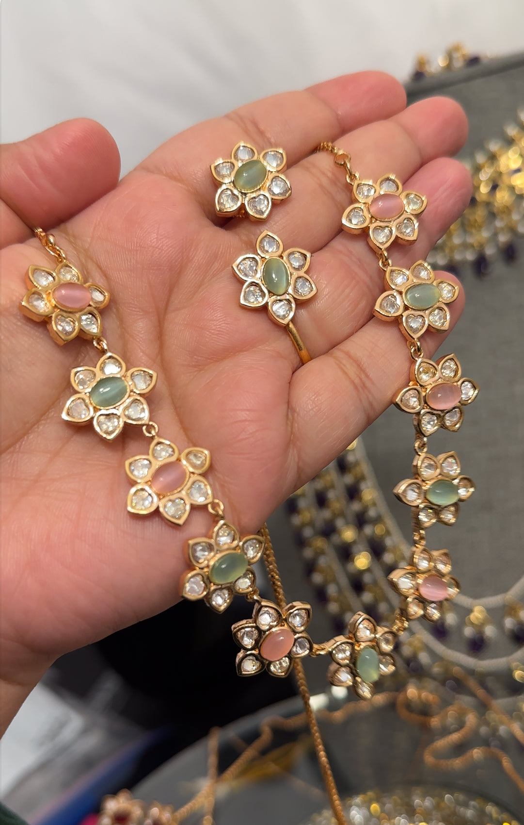 DNS177 Mina Polki set - pink and mint ( READY TO SHIP )