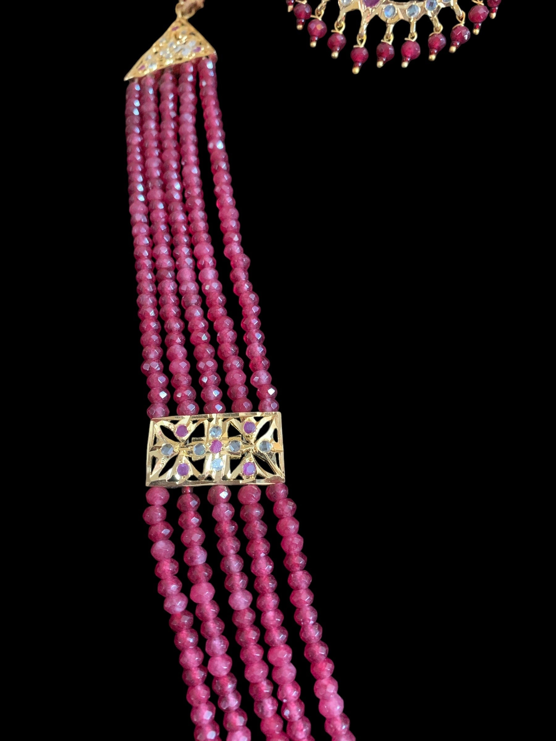 BR470 Noor bridal set in rubies (SHIPS IN 4 WEEKS )