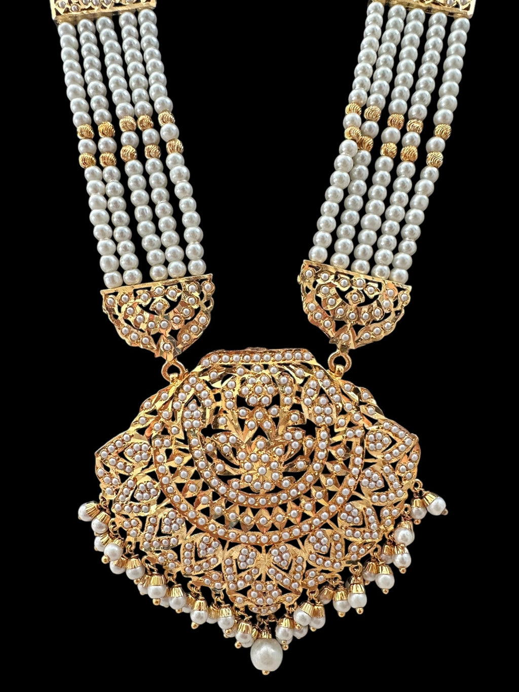 DLN85 Jia Punjabi rani haar in pearl  ( READY TO SHIP )