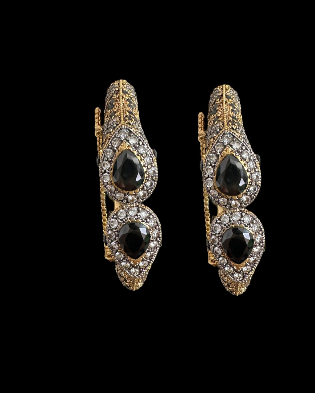 BG803  SALWA zircon bangles - Black openable ( SHIPS IN 4 WEEKS )