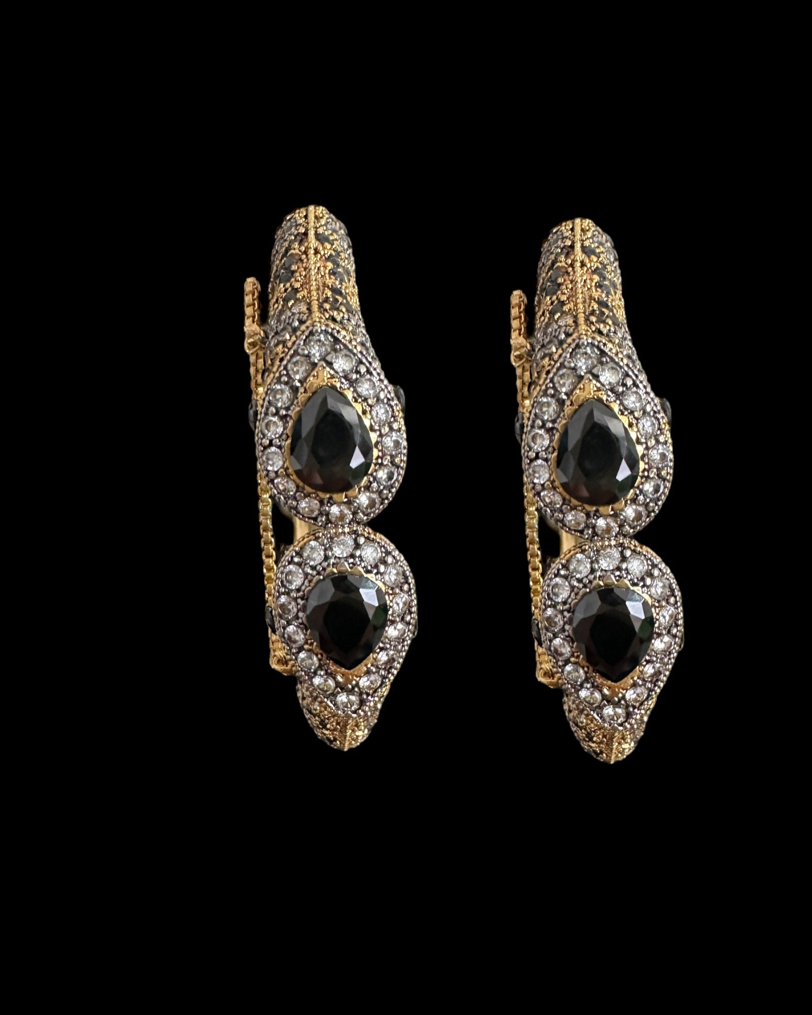 BG803  SALWA zircon bangles - Black openable ( SHIPS IN 4 WEEKS )