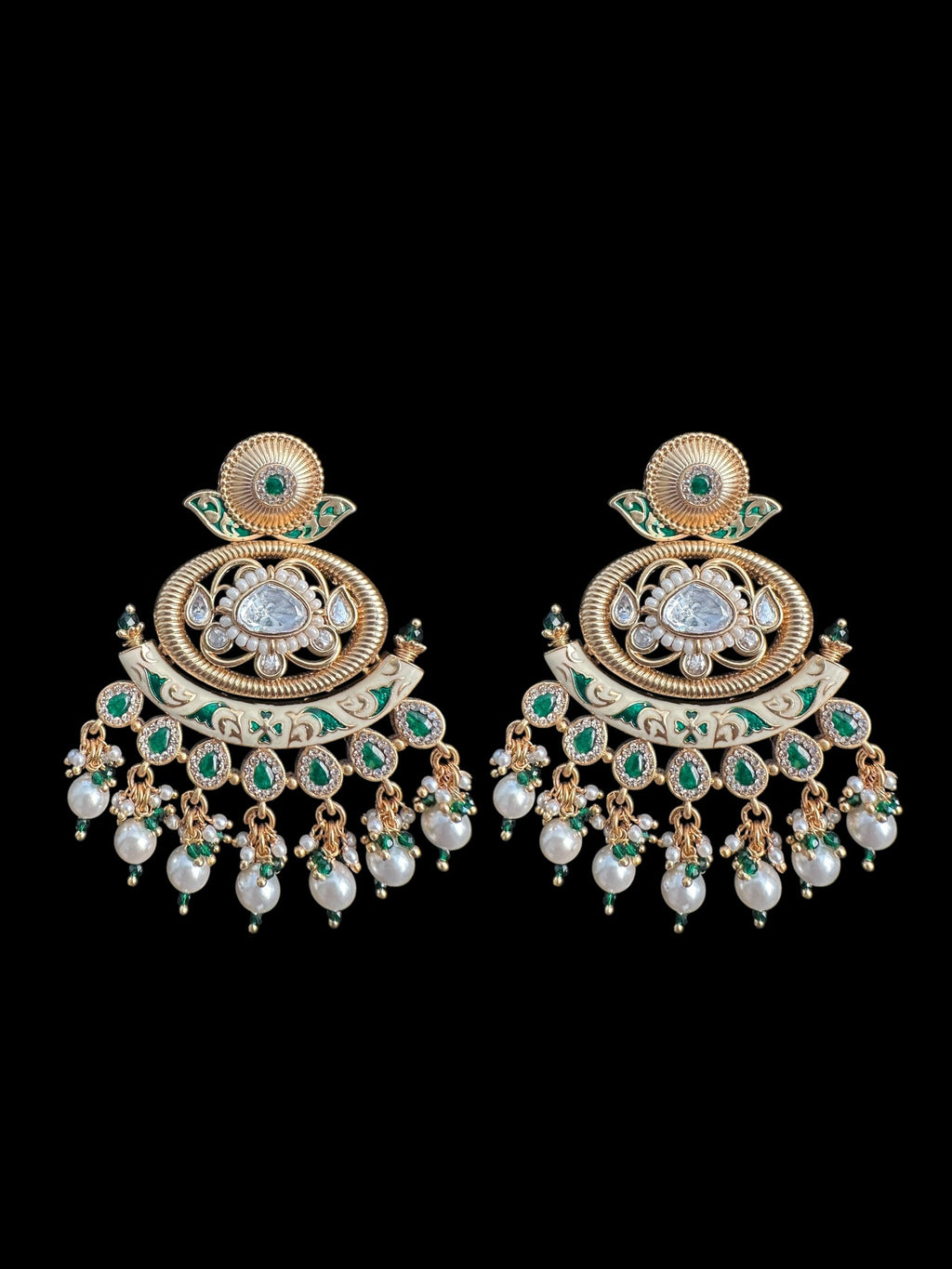 DLN84 Polki and meenakari set - Green ( READY TO SHIP )