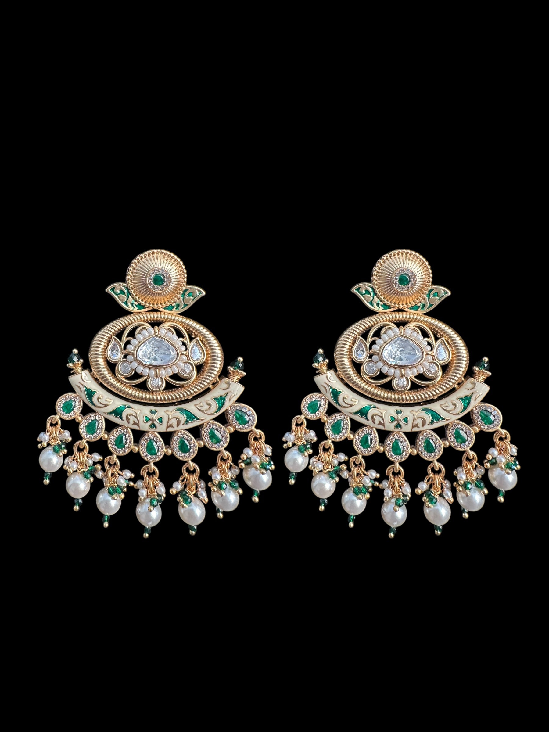 DLN84 Polki and meenakari set - Green ( READY TO SHIP )