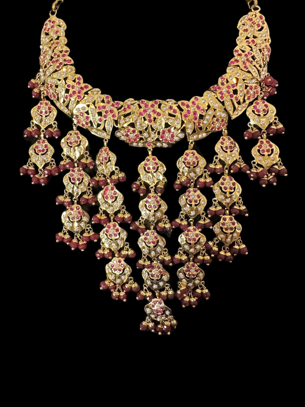 C567 Mehera bridal choker set in ruby pearl combination ( READY TO SHIP )