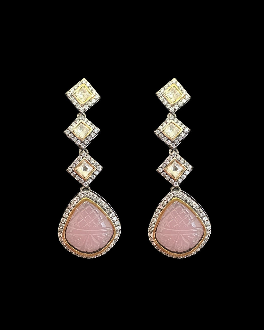 DER765 Victorian style earrings - Pink ( READY TO SHIP )