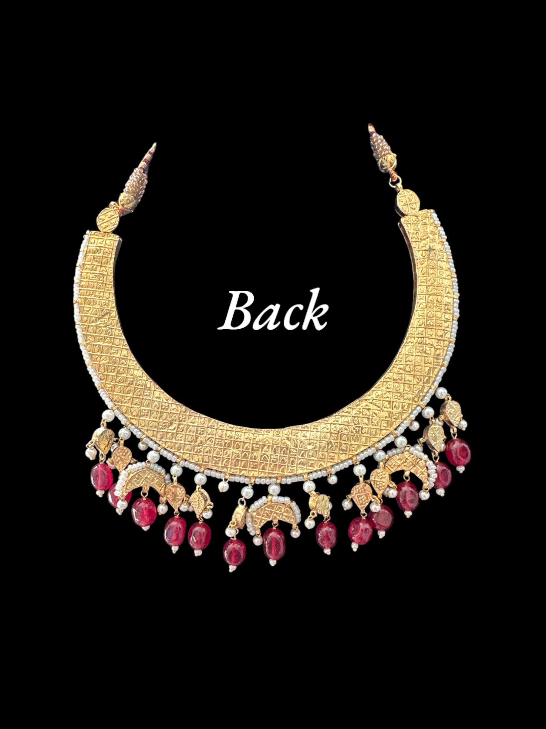 DNS156 kundan hasli necklace ,ruby emerald ( SHIPS IN 3 WEEKS )