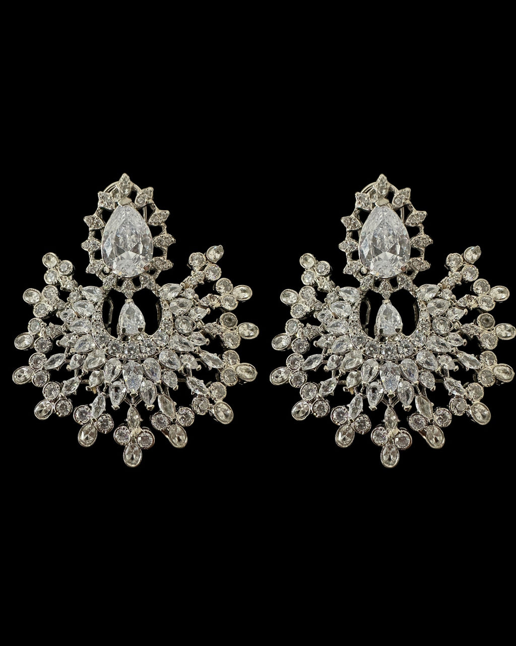 Subhana silver plated chandbali earrings tika set  ( READY TO SHIP )
