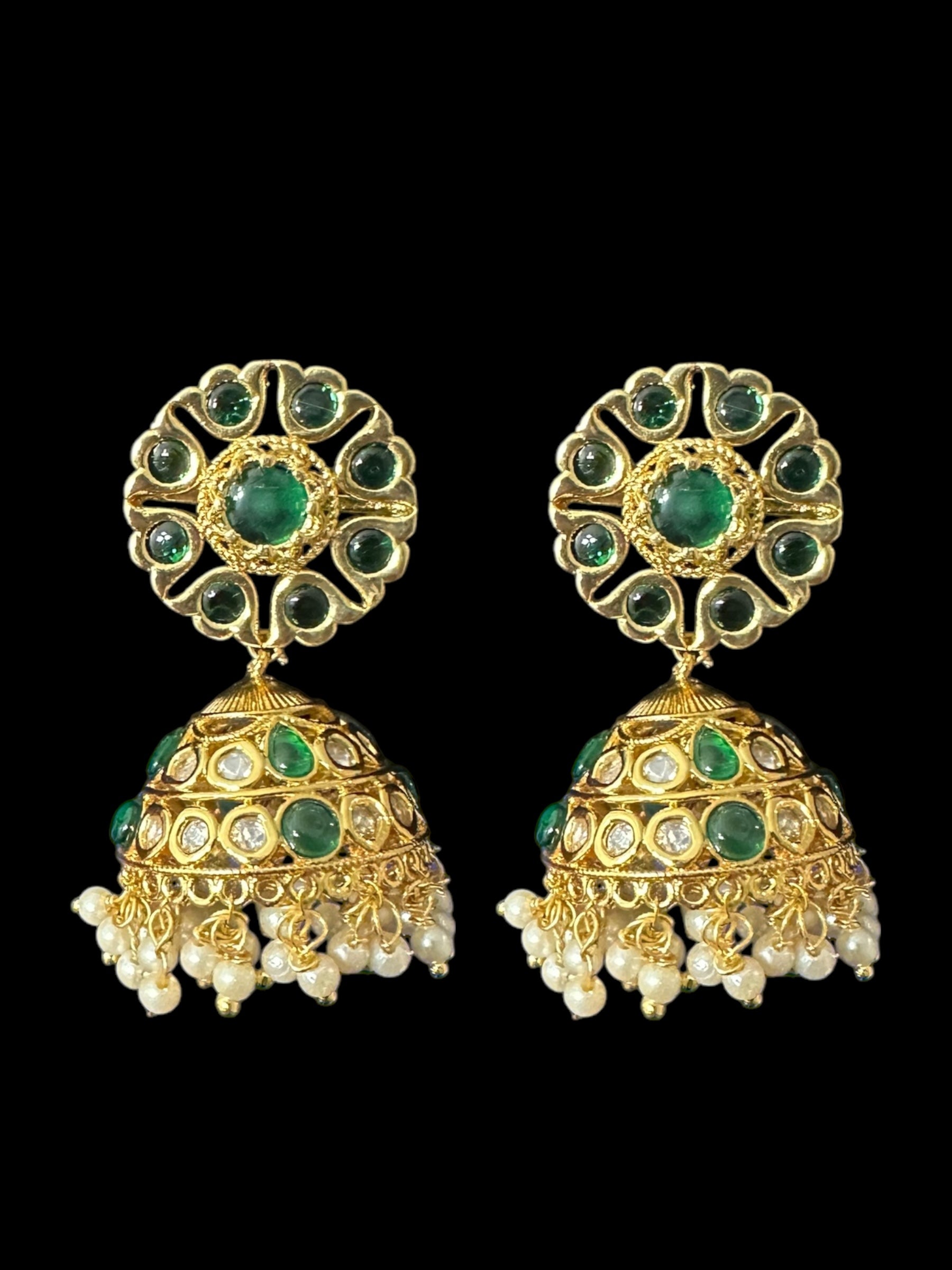DER794 Mona polki jhumka - green ( READY TO SHIP )