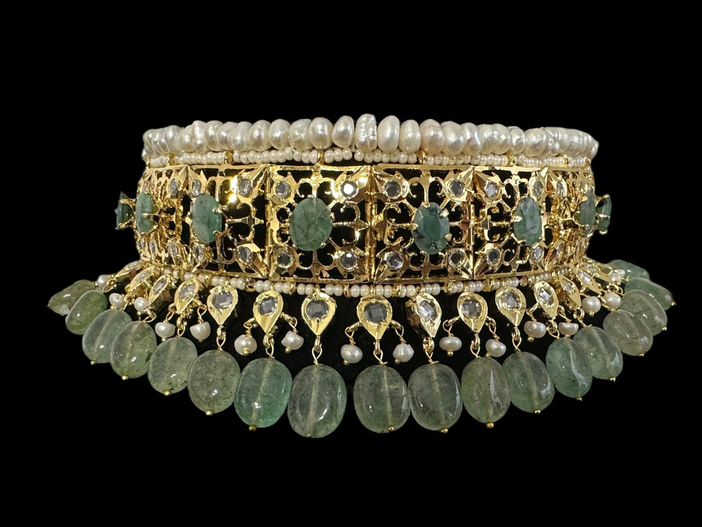 BR498 Insia bridal jadavi lacha satlada set in emeralds , ( READY TO SHIP )