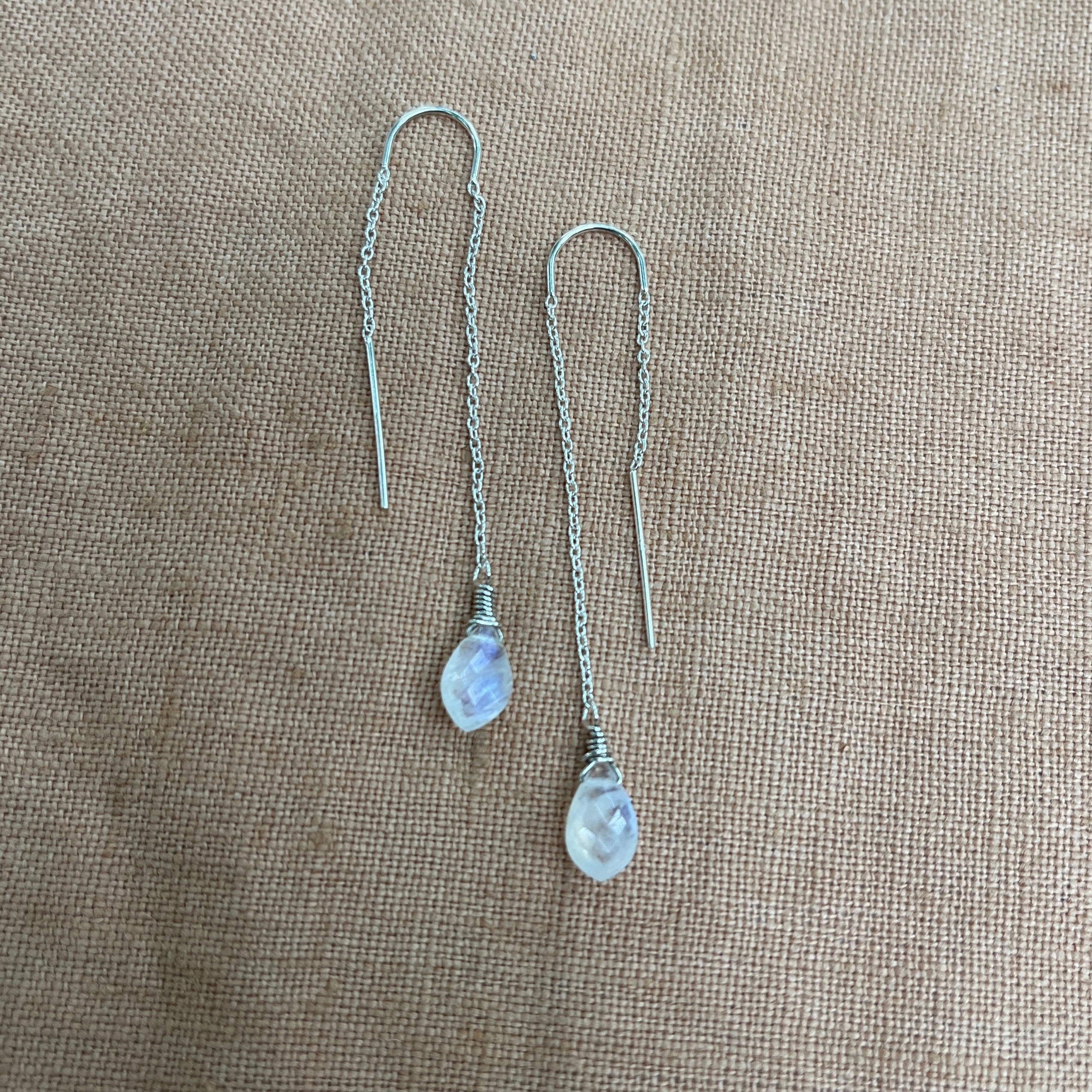 RAINBOW MOONSTONE GEM THREADER EARRINGS