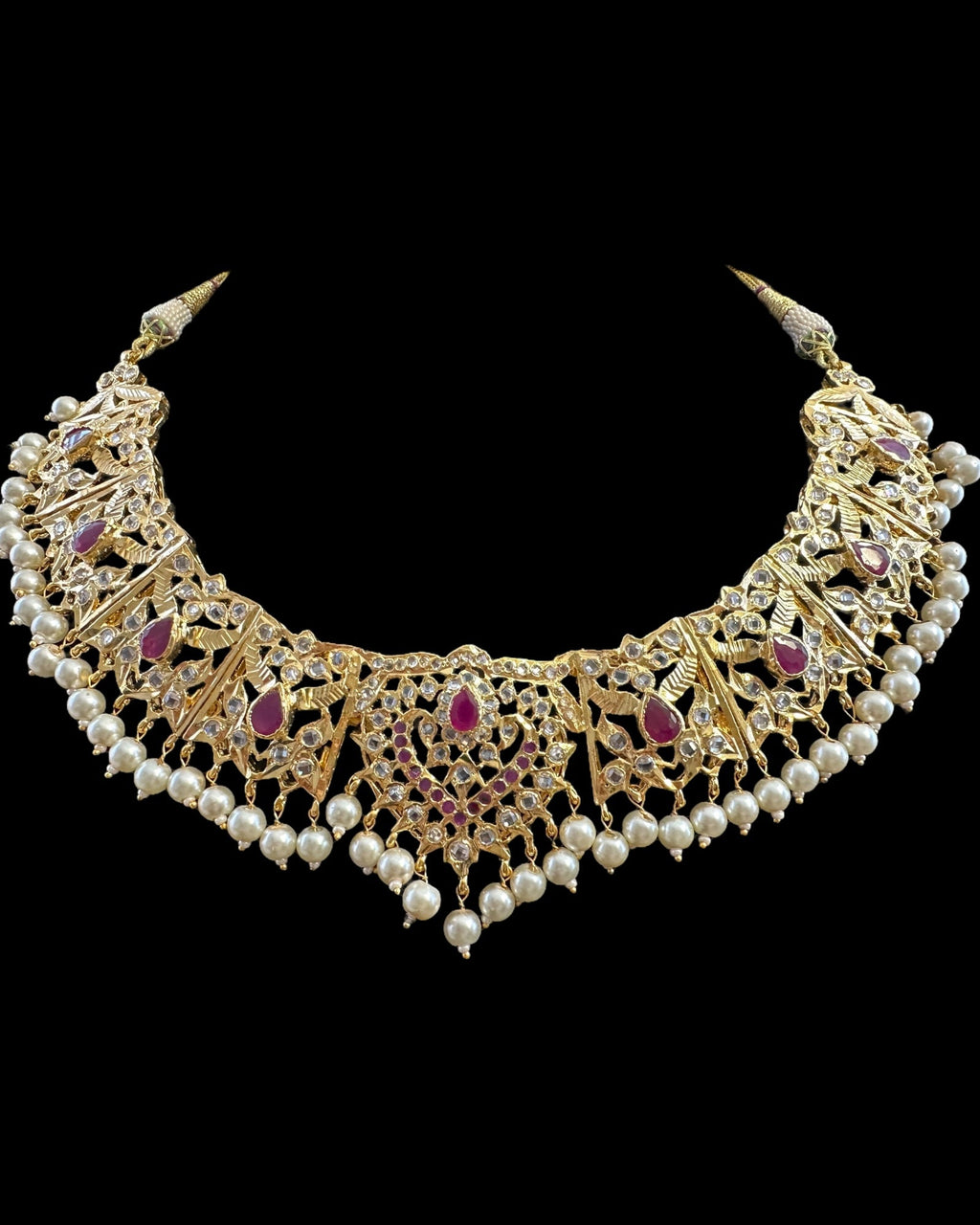 DNS176 necklace in pearls and rubies ( SHIPS IN 4 WEEKS  )