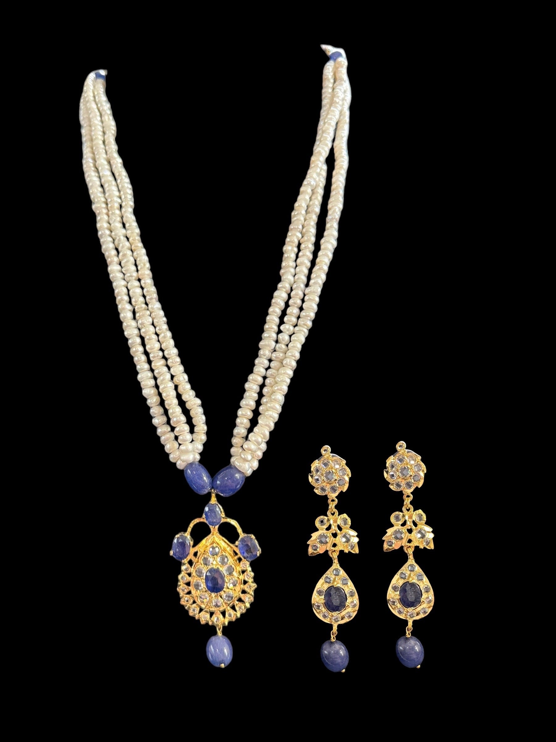 PS528 Jugni in fresh water pearls and sapphires ( SHIPS IN 2 WEEKS )