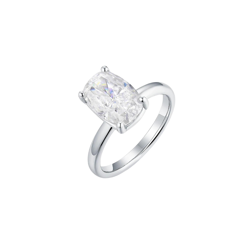 2.5ct Elongated Cushion Cut Solitaire Moissanite Engagement Ring