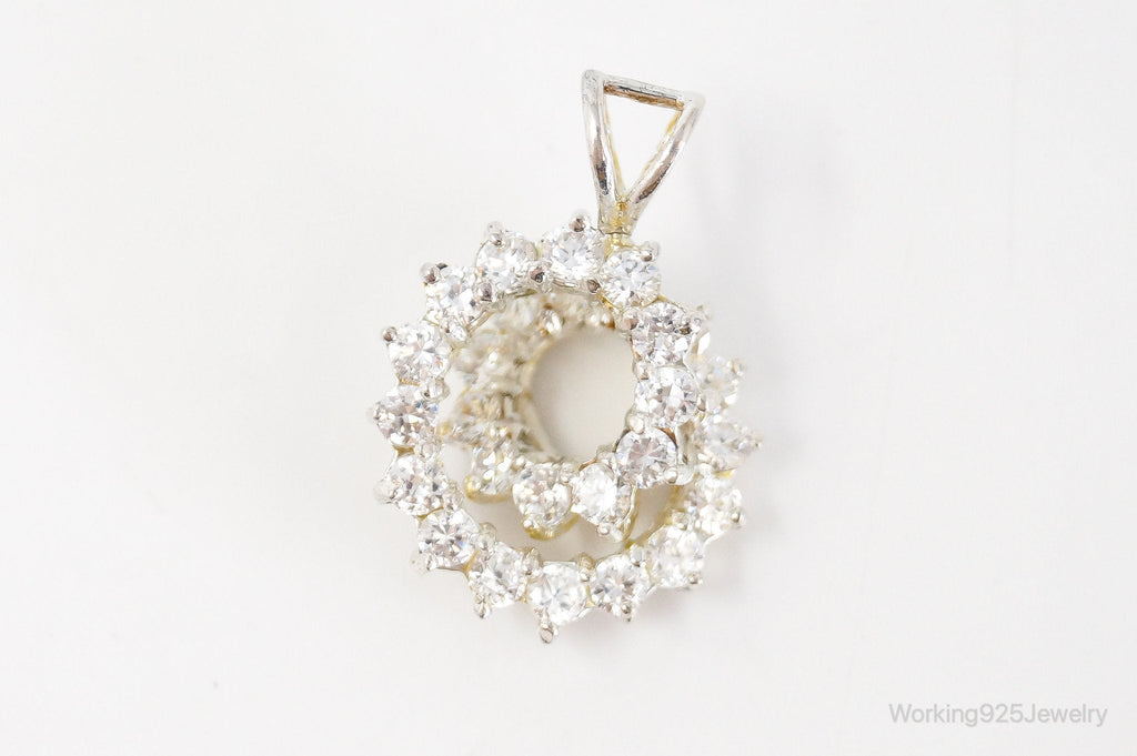 Vintage Art Deco Cubic Zirconia Sterling Silver Necklace Pendant