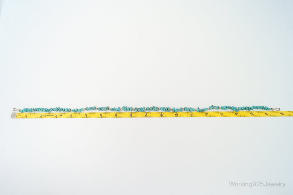 Vintage Native American Unsigned Turquoise Beaded Sterling Silver Necklace