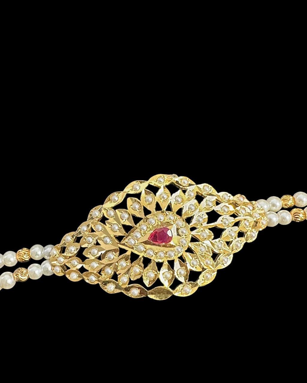 Jadau bracelet - Ruby pearls  ( READY TO SHIP )
