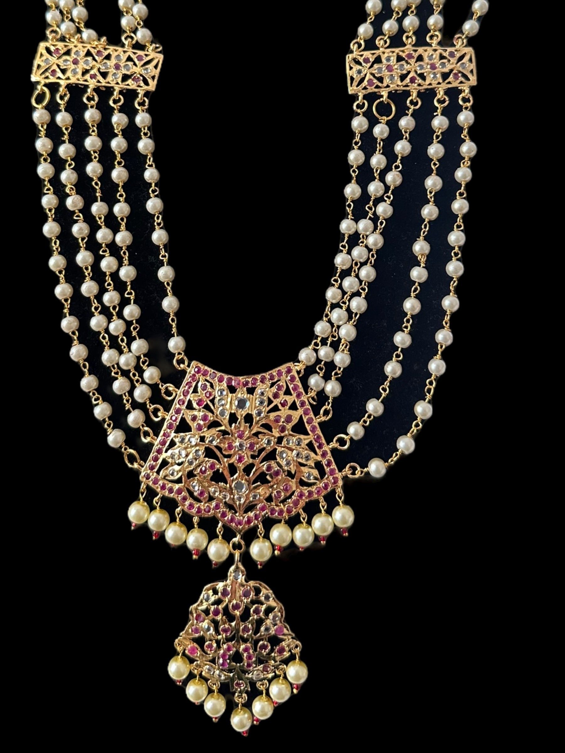 DLN118 Aabha chandan haar (rubies)( SHIPS IN 4 WEEKS  )