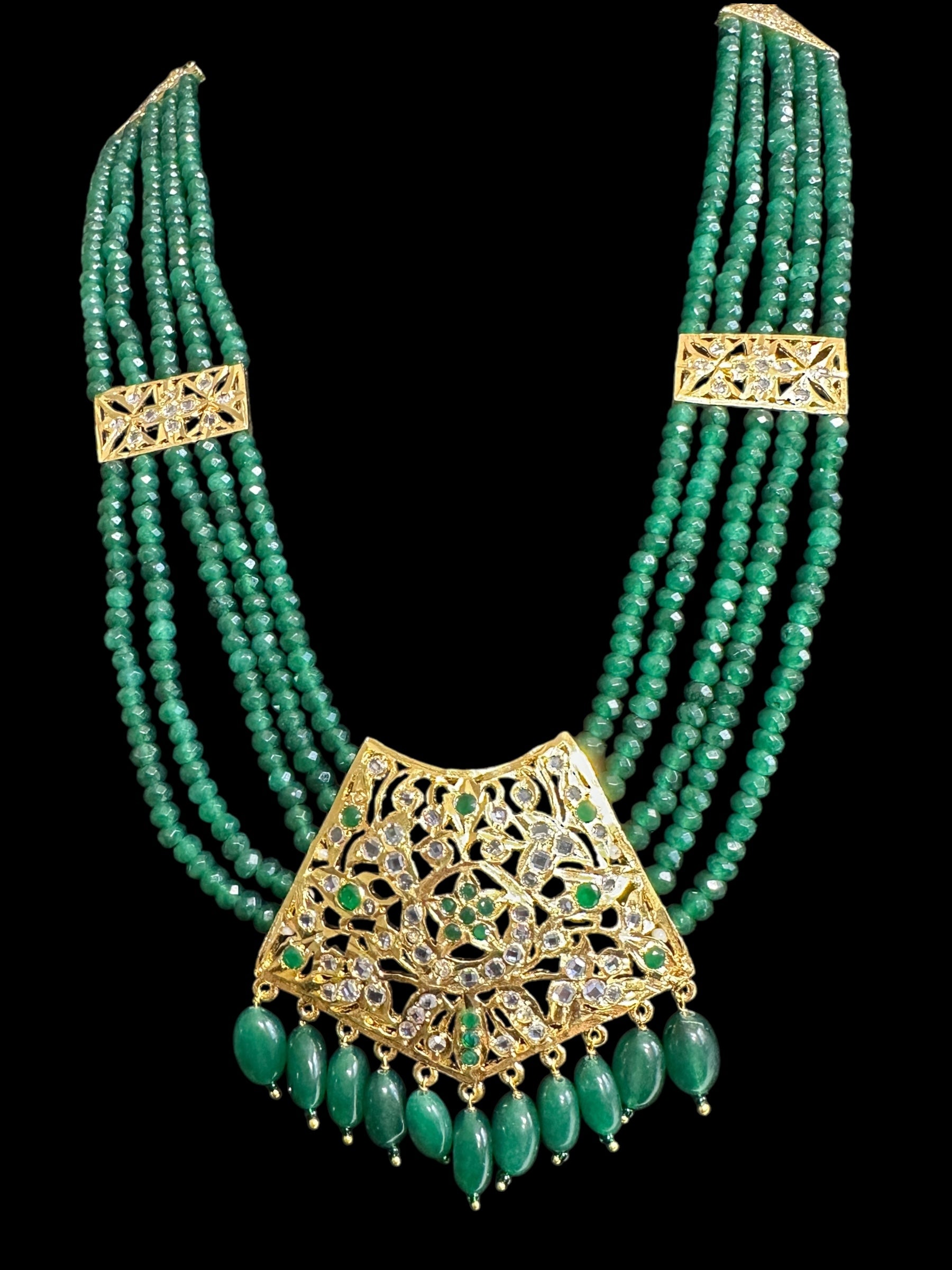 DLN88 Nisha rani haar in green beads  ( READY TO SHIP )