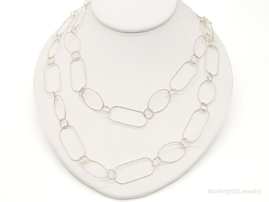 Vintage Designer Silpada Oval Link Textured Sterling Silver Necklace - 38"