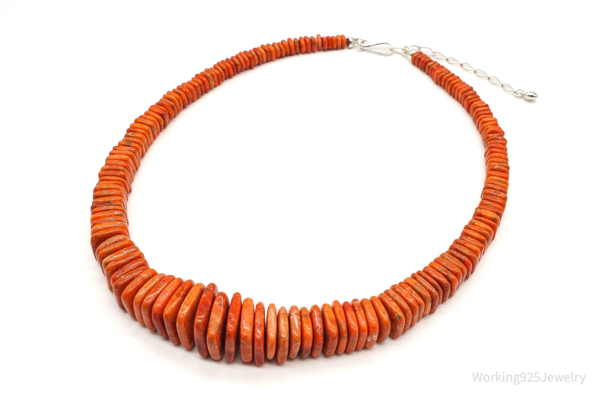 Vintage Desert Rose Trading Orange Sponge Coral Sterling Silver Necklace