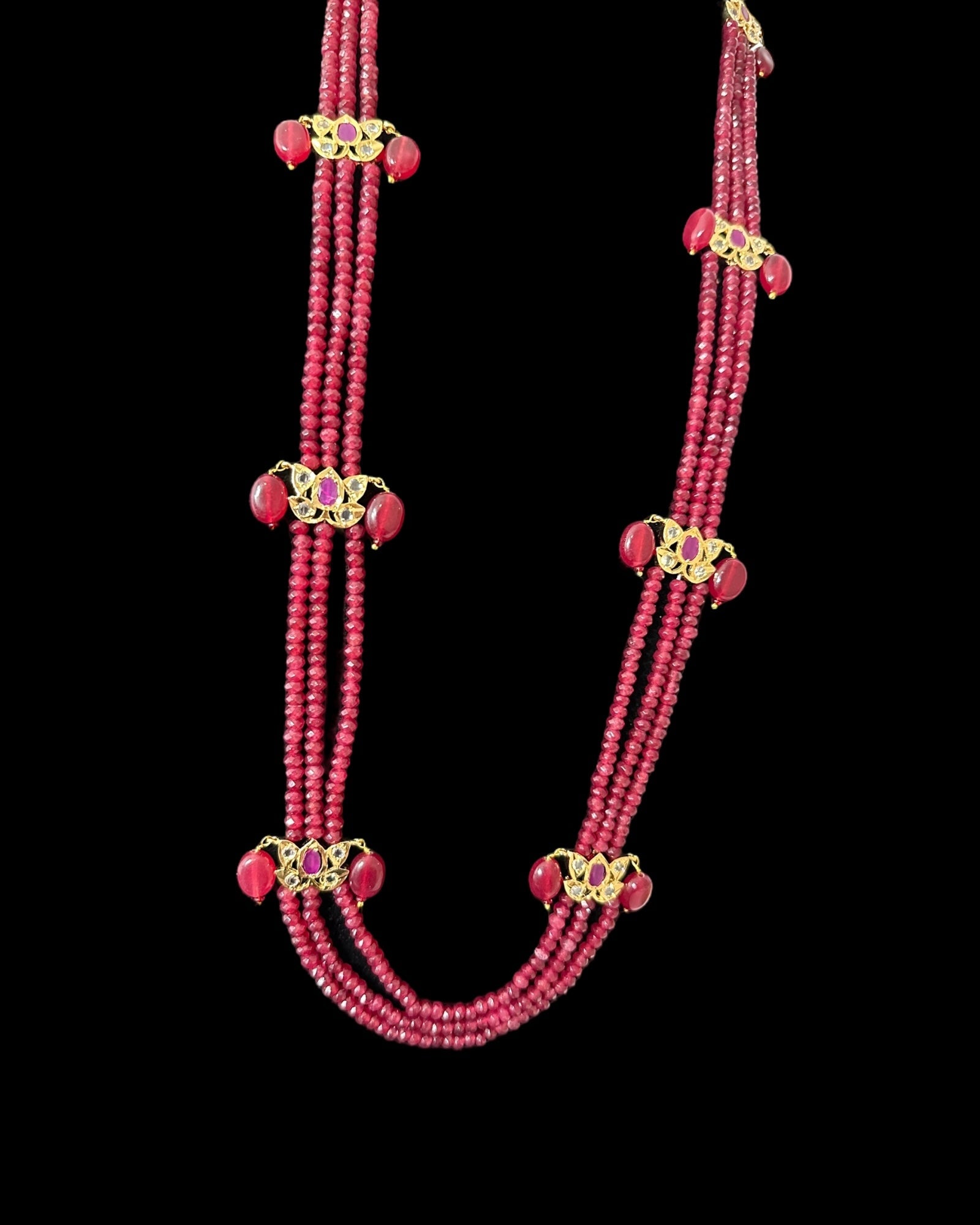 LN64 Raina Ruby  beads  necklace (SHIPS IN 3 WEEKS )