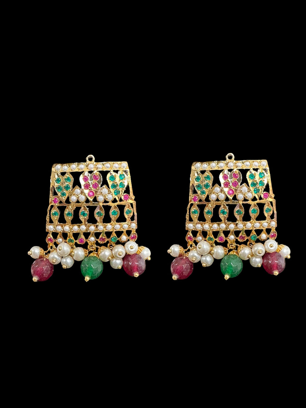 DNS67 Khudra punjabi Jadau necklace set in Ruby emerald  ( READY TO SHIP )