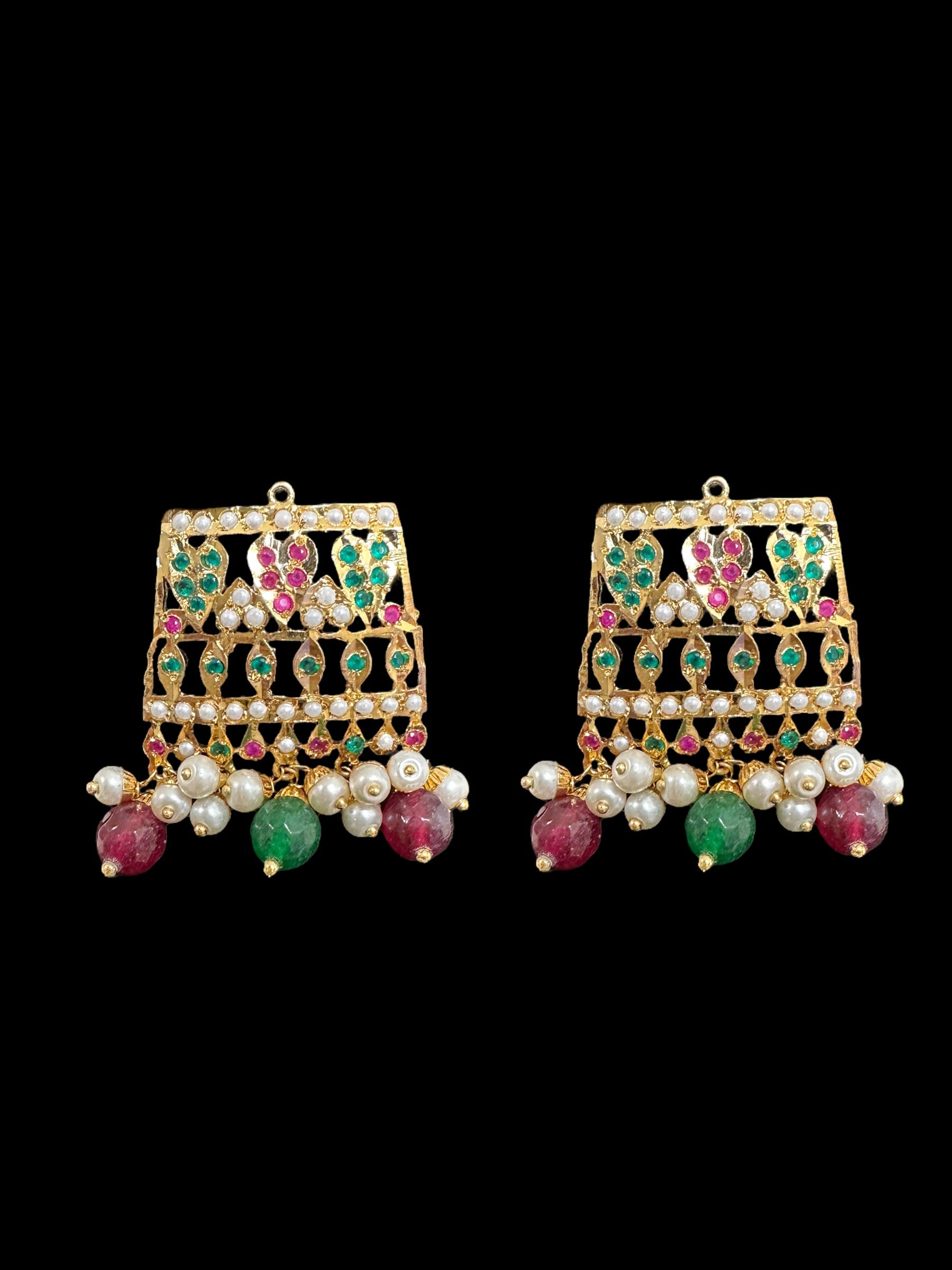 DNS67 Khudra punjabi Jadau necklace set in Ruby emerald  ( READY TO SHIP )