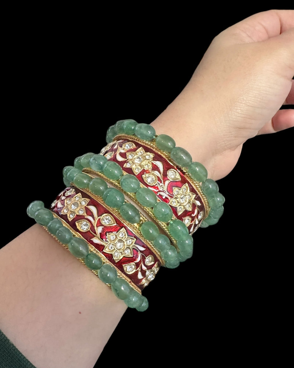 B399 Meenakari and emerald bangles (READY TO SHIP)