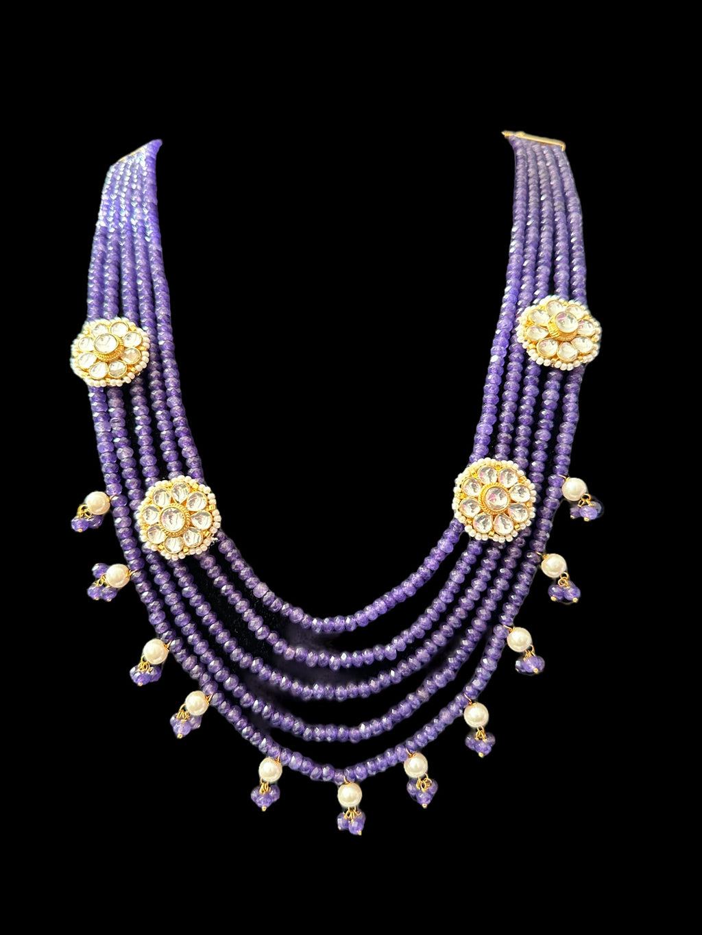 DLN62 pachi kundan necklace in beads ( SHIPS IN 4 WEEKS )