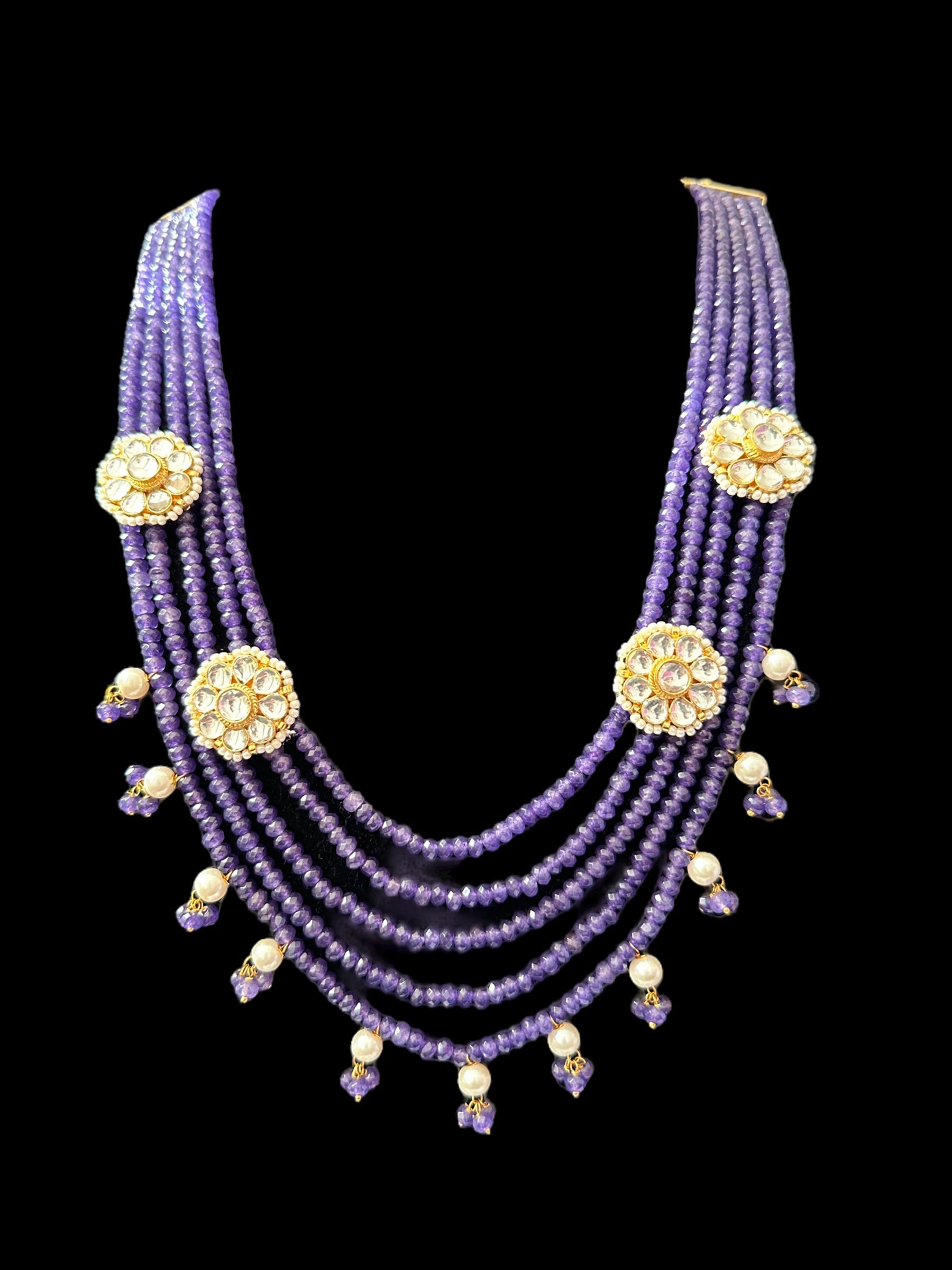DLN62 pachi kundan necklace in beads ( SHIPS IN 4 WEEKS )