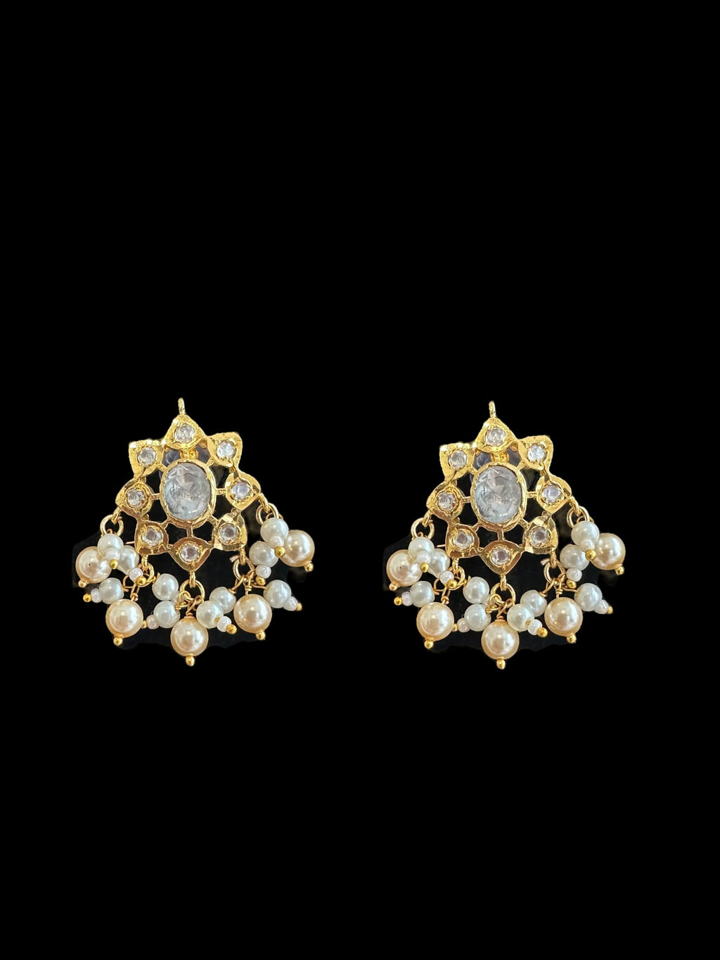 PS562 Moissnaite Polki pendant set with Swarovski pearls (READY TO SHIP)