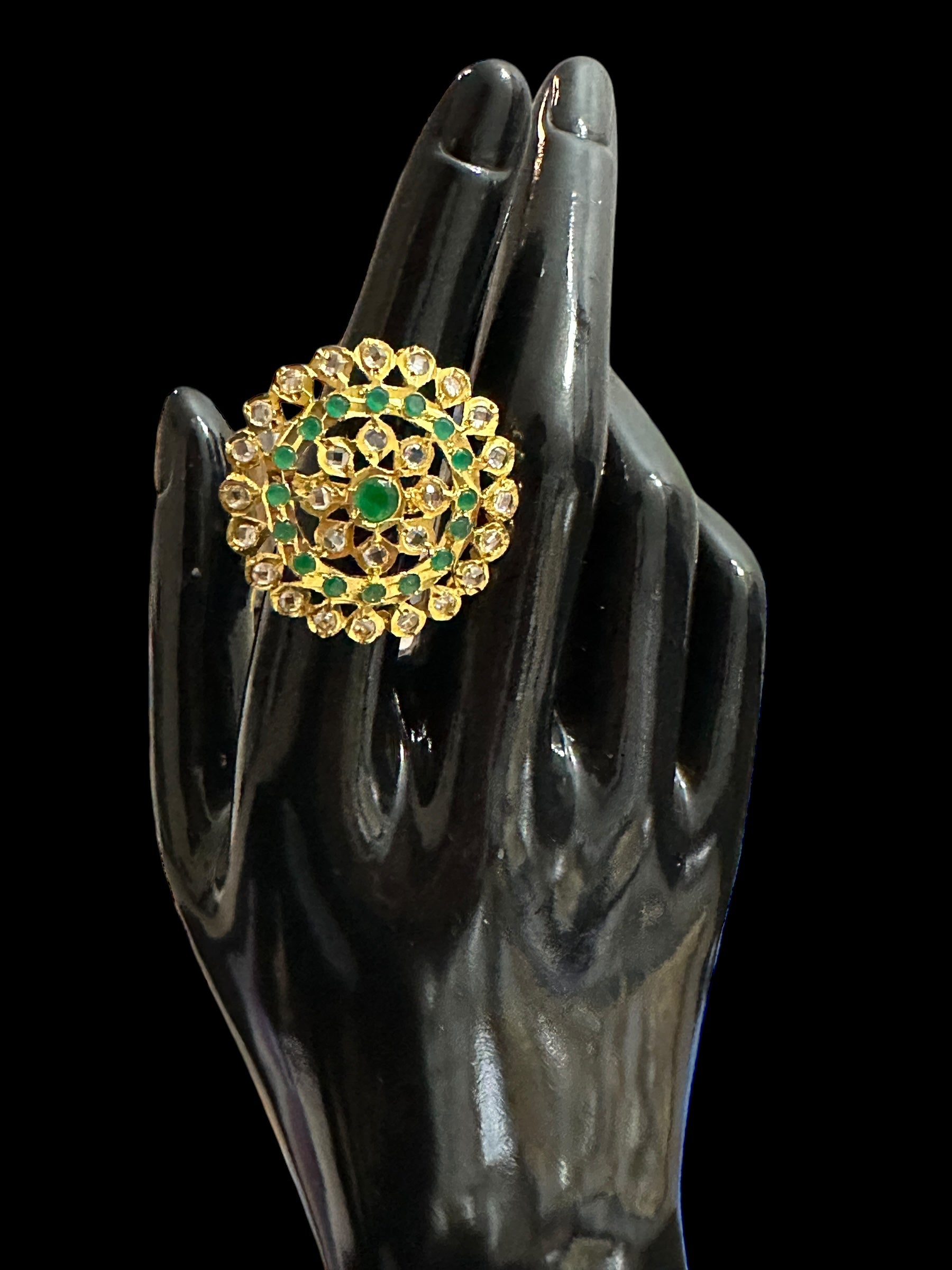 DJR88 Nia cz polki   ring - green ( READY TO SHIP)