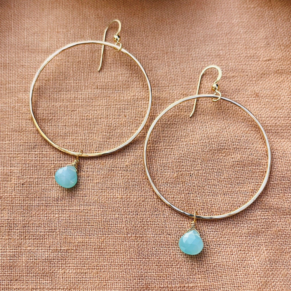 AQUA CHALCEDONY HOOP EARRINGS