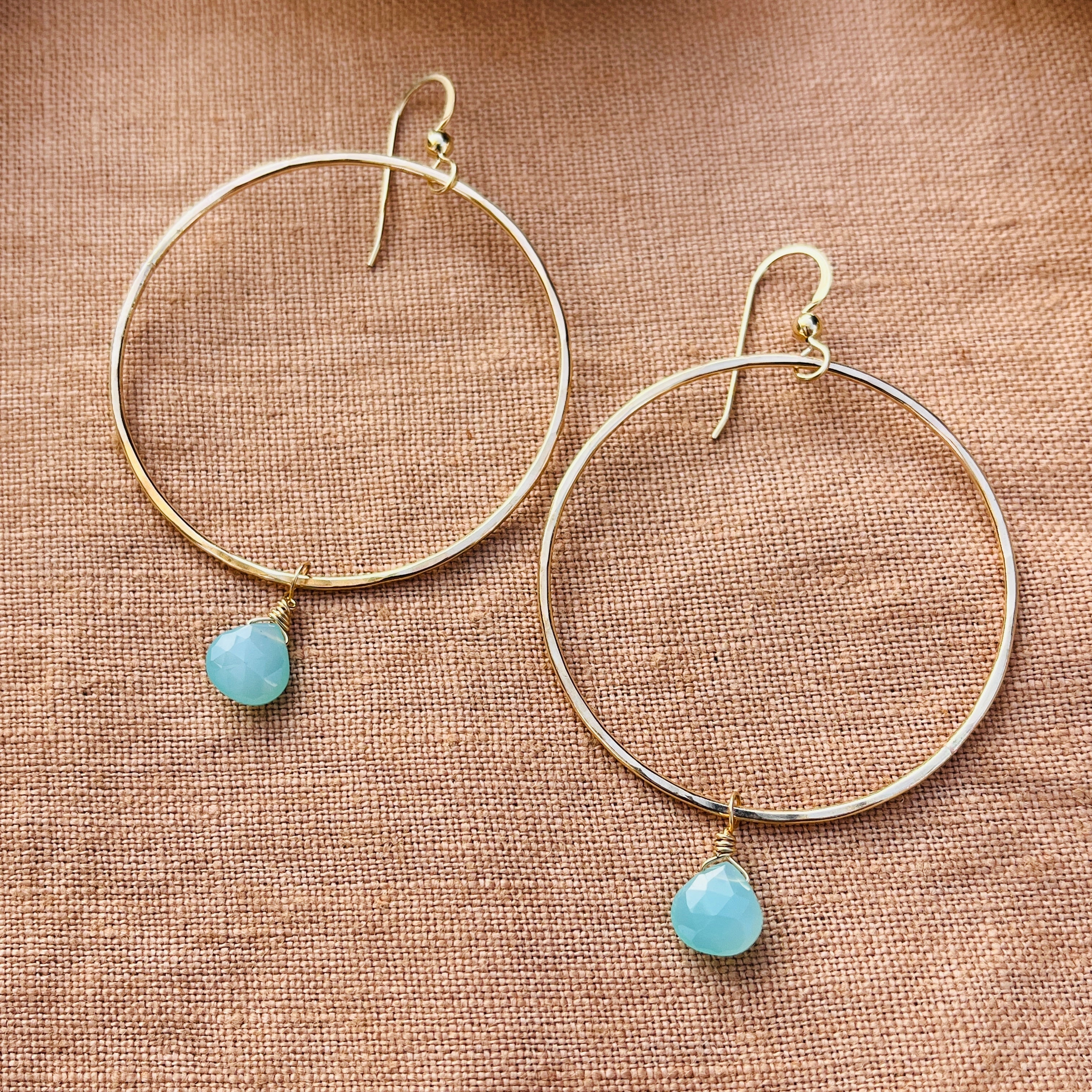 AQUA CHALCEDONY HOOP EARRINGS