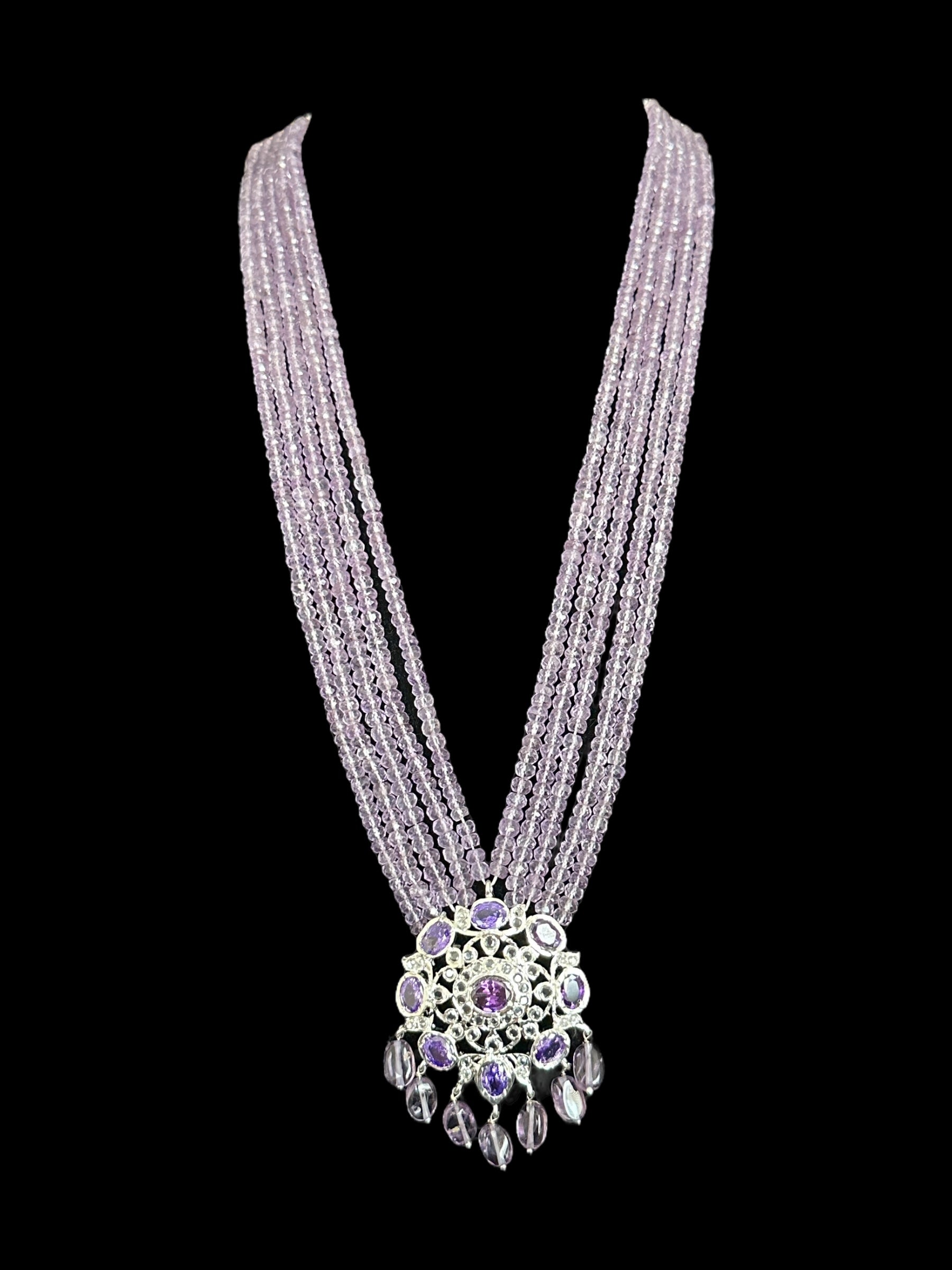 silver plated necklace with amethyst beads ( SHIPS IN 4 WEEKS )