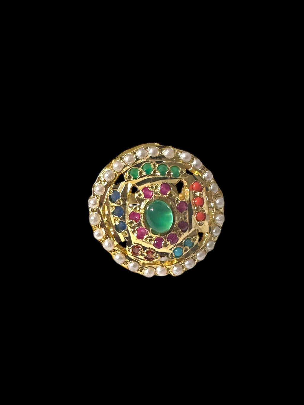 Navratan jadau ring ( READY TO SHIP )