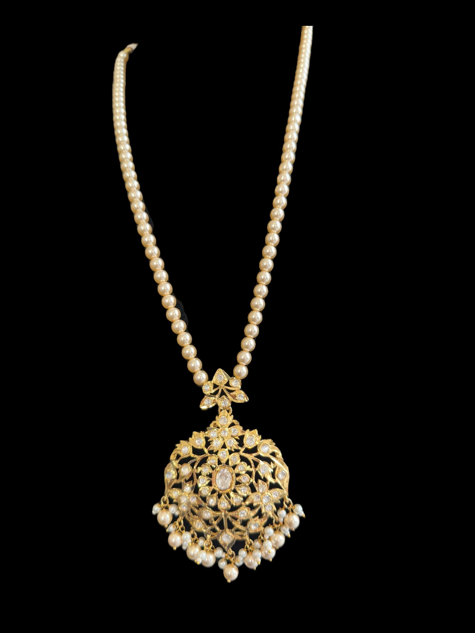 PS562 Moissnaite Polki pendant set with Swarovski pearls (READY TO SHIP)