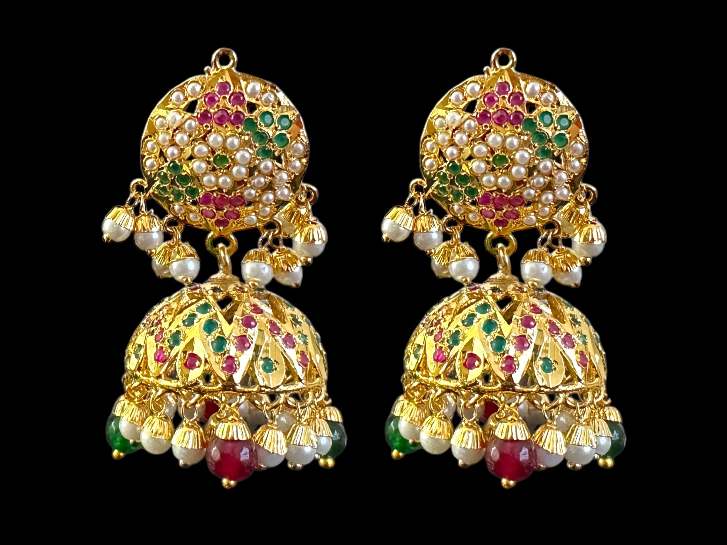 DLN108 Roosa Punjabi rani haar in ruby emerald  ( READY TO SHIP )
