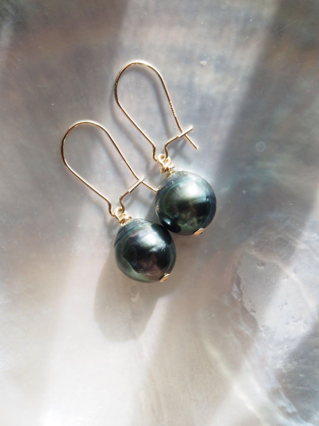 Gold Tahitian Pearl Drop Earrings - Alaula