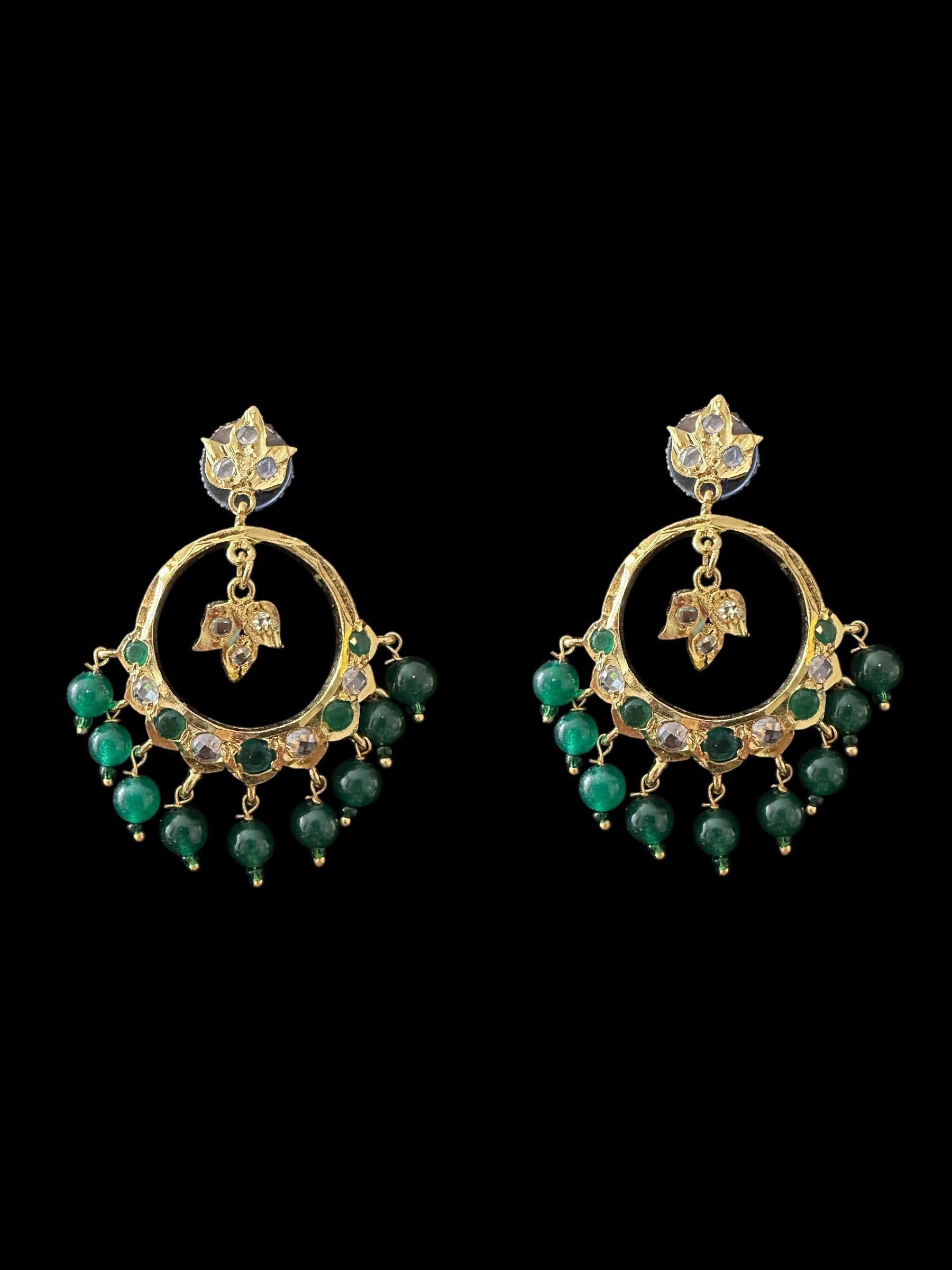 PS512 Tirmani with chandbali in green beads ( SHIPS IN 2 WEEKS  )