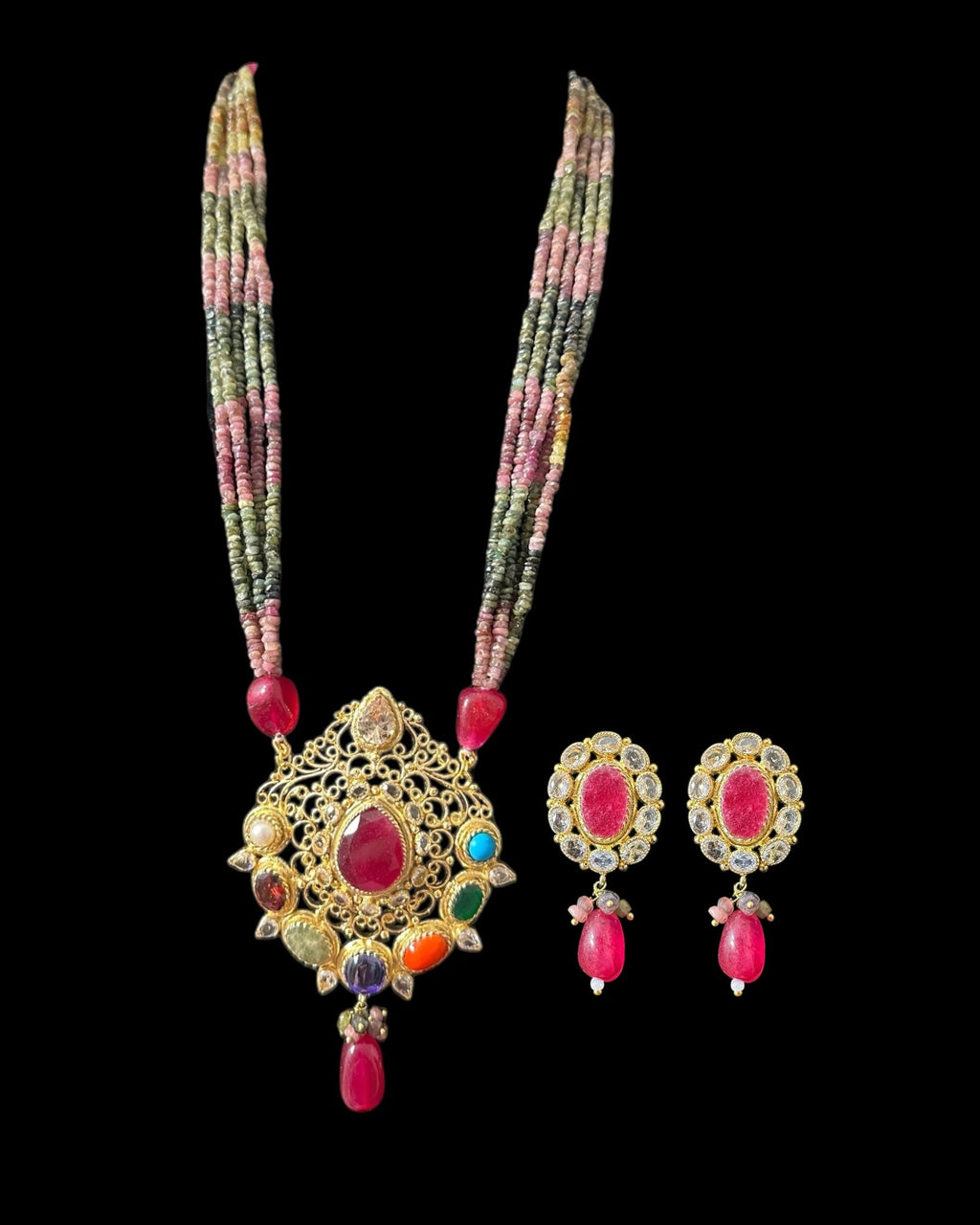 DLN128 Adaya multicolor natural  beads necklace ( READY TO SHIP )