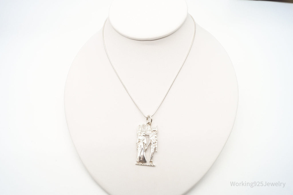 Vintage Large Egyptian Revival Sterling Silver Necklace