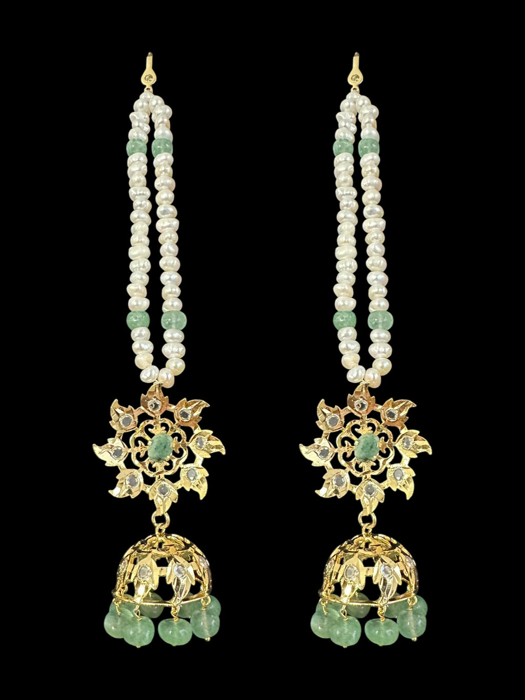 BR498 Insia bridal jadavi lacha satlada set in emeralds , ( READY TO SHIP )