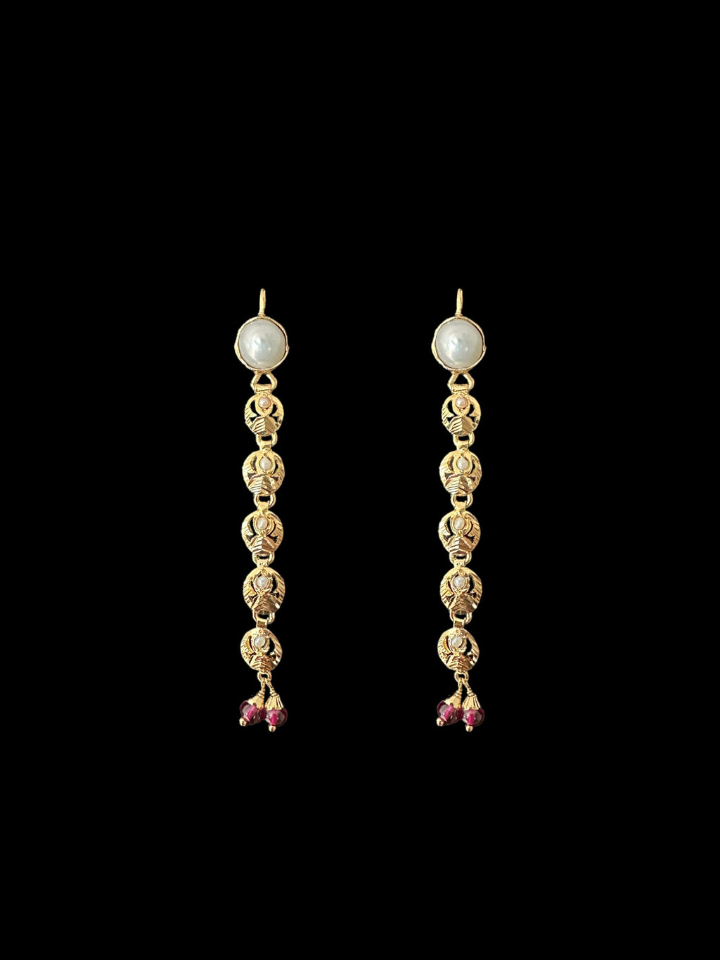 Pearl ruby gold plated silver necklace earrings ( READY TO SHIP )