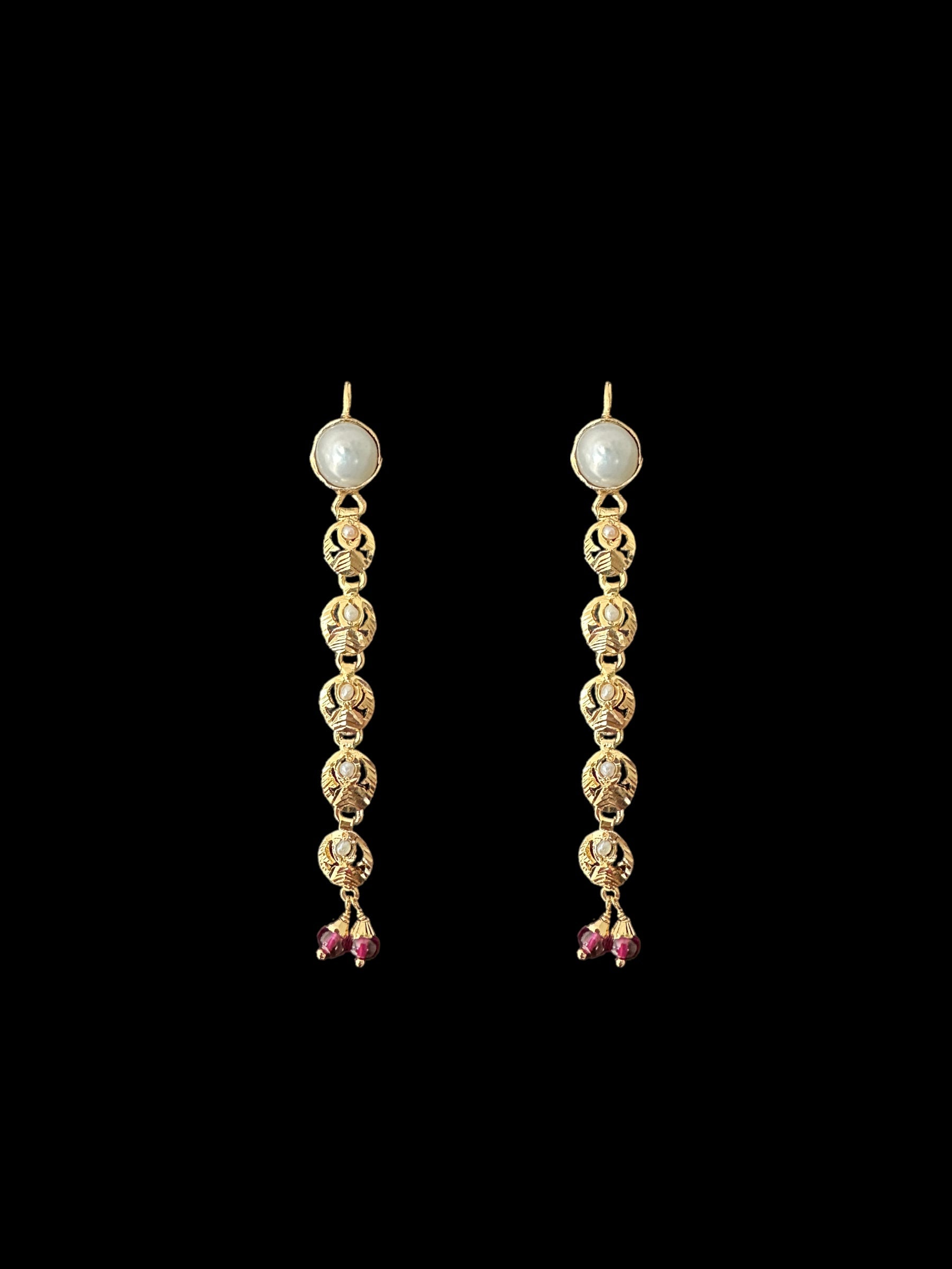 Pearl ruby gold plated silver necklace earrings ( READY TO SHIP )