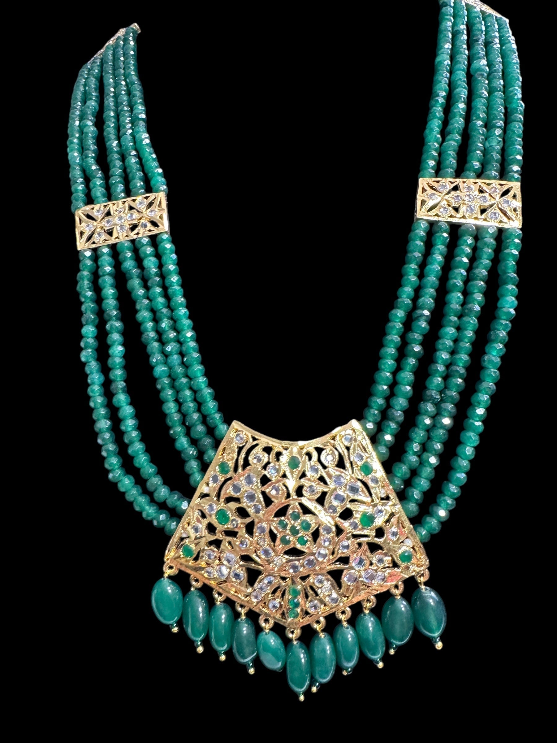 DLN88 Nisha rani haar in green beads  ( READY TO SHIP )