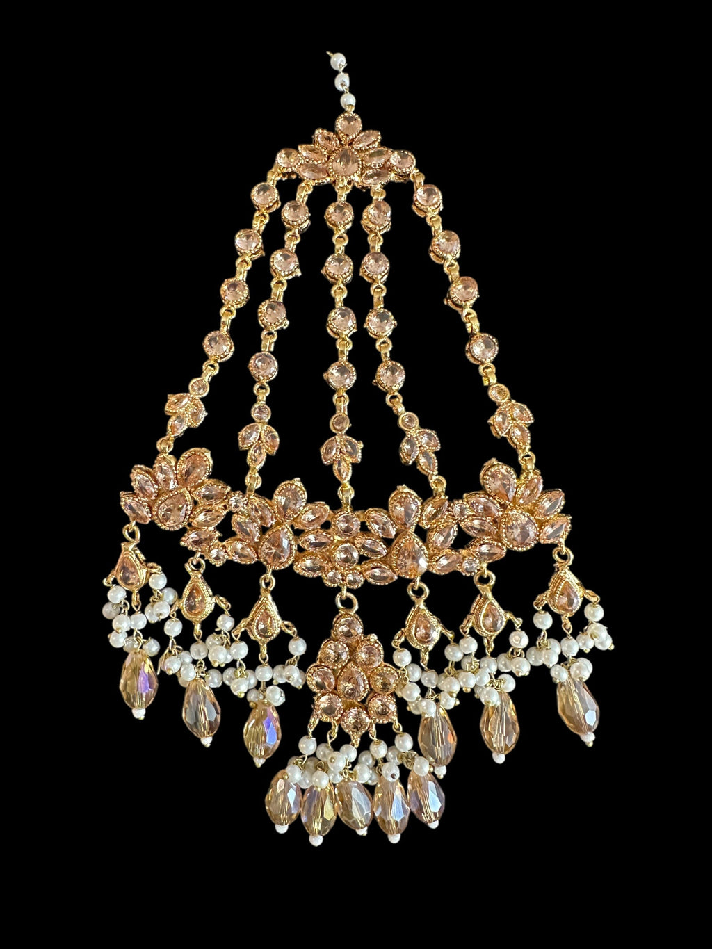 BR478 Kafiya bridal set in golden / champagne  stones and beads ( READY TO SHIP )